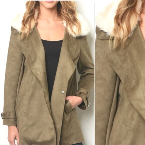OLIVE SUEDE JACKET - Picture 2 of 3